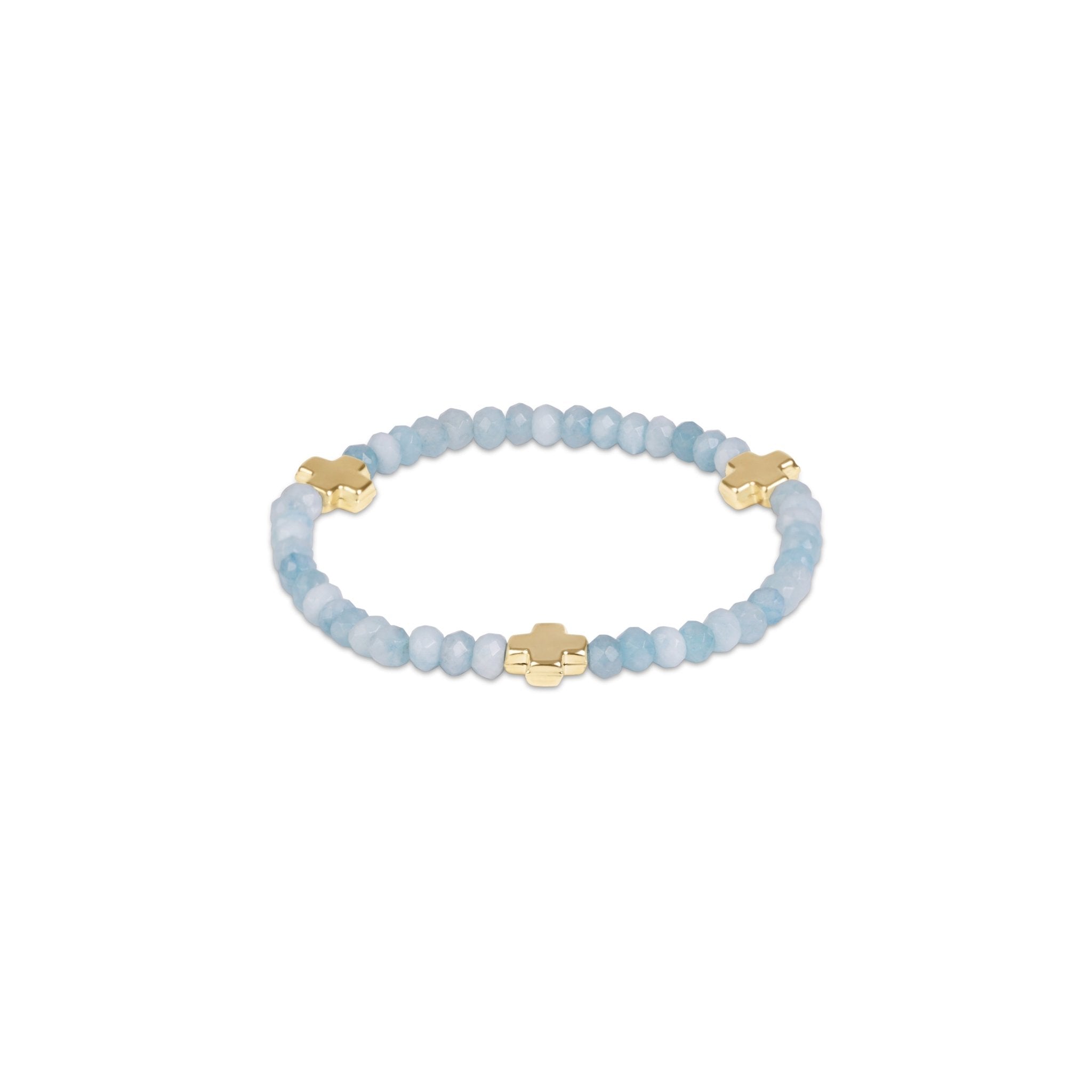 Signature Cross Gold 4mm Gemstone Bracelet - Aquamarine - Enewton - Gaines Jewelers