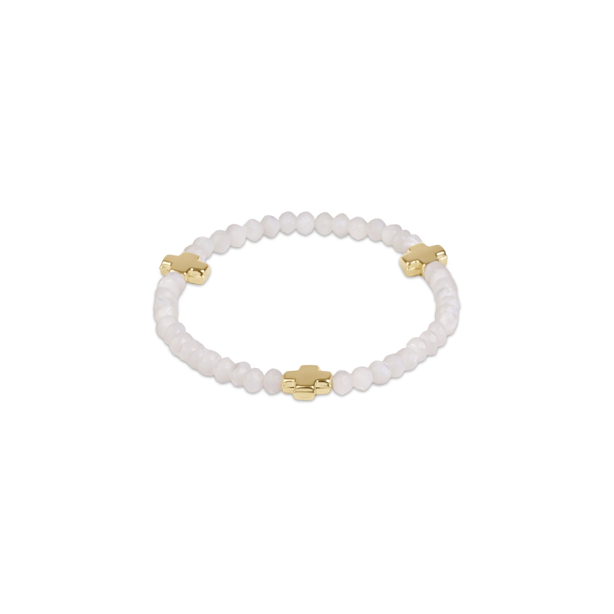 Signature Cross Gold 4mm Gemstone Bracelet - Mother Of Pearl - Enewton - Gaines Jewelers