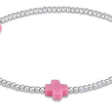 Signature Cross Gold Pattern 2mm bead bracelet Bright Pink - enewton - Gaines Jewelers