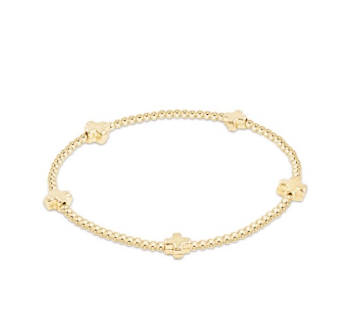Signature Cross Gold Pattern 2mm Bead Bracelet - Gold - enewton - Gaines Jewelers