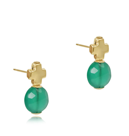 Signature Cross Gold Stud Earrings - Green Onyx - Enewton - Gaines Jewelers