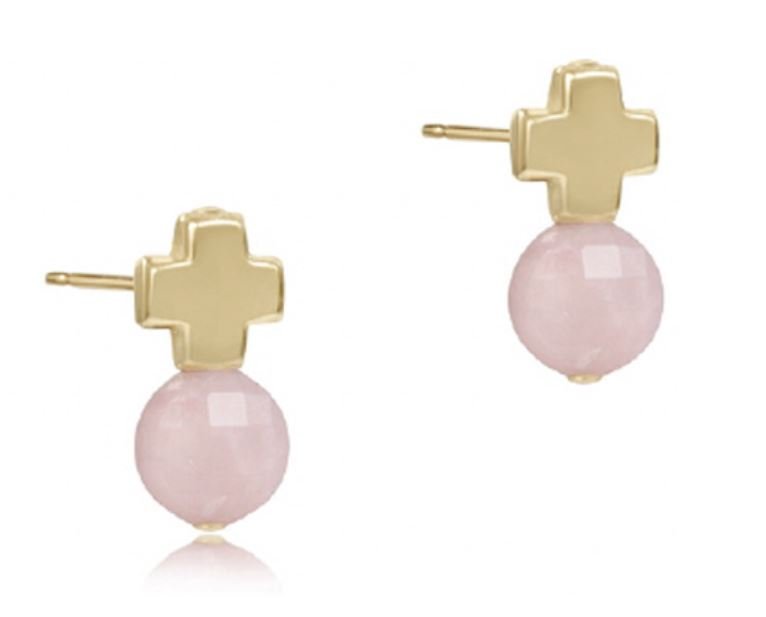 Signature Cross Gold Stud - Pink Opal - Gaines Jewelers