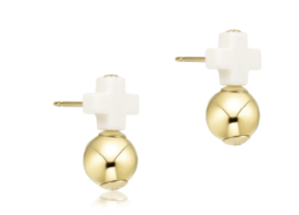 Signature Cross Off - White Stud - Gold - Enewton - Gaines Jewelers