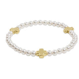 Signature Cross Pearl Pattern 4mm Bead Bracelet - Gold - Gaines Jewelers