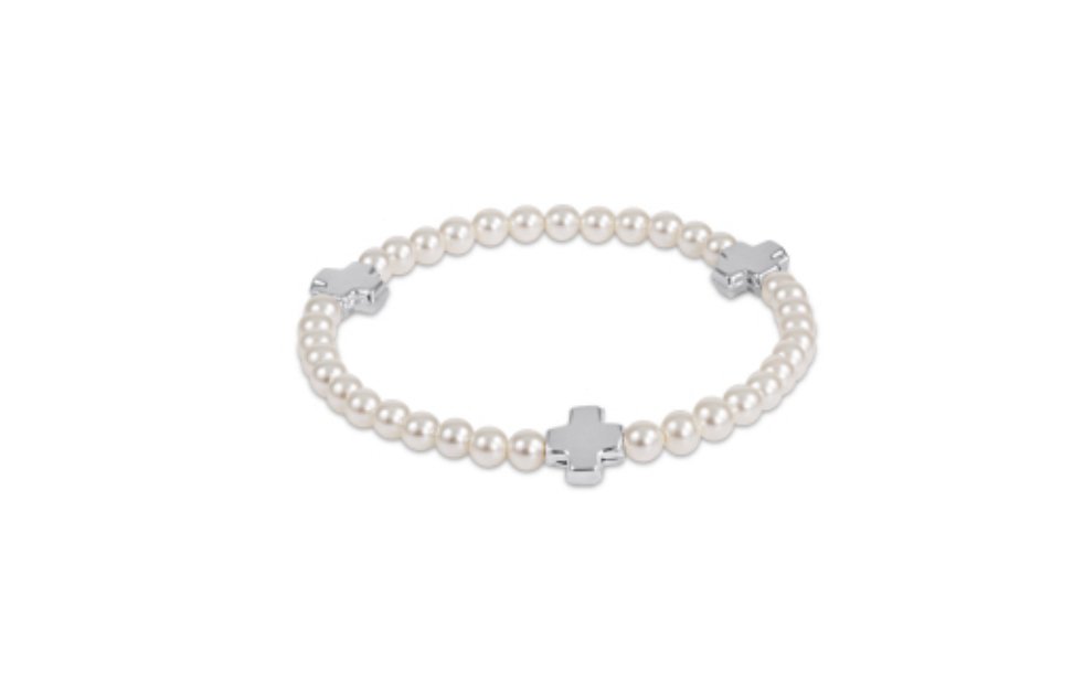 Signature Cross Pearl Pattern 4mm Bead Bracelet - Sterling - Gaines Jewelers