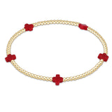 Signature Cross Small 2mm Gold Bracelet - Red - enewton - Gaines Jewelers