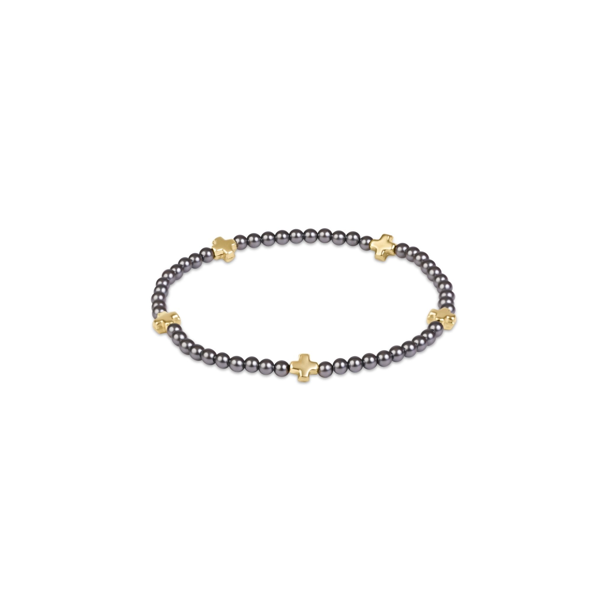 Signature Cross Small 3mm Pearl Dark Grey Bracelet - Enewton - Gaines Jewelers