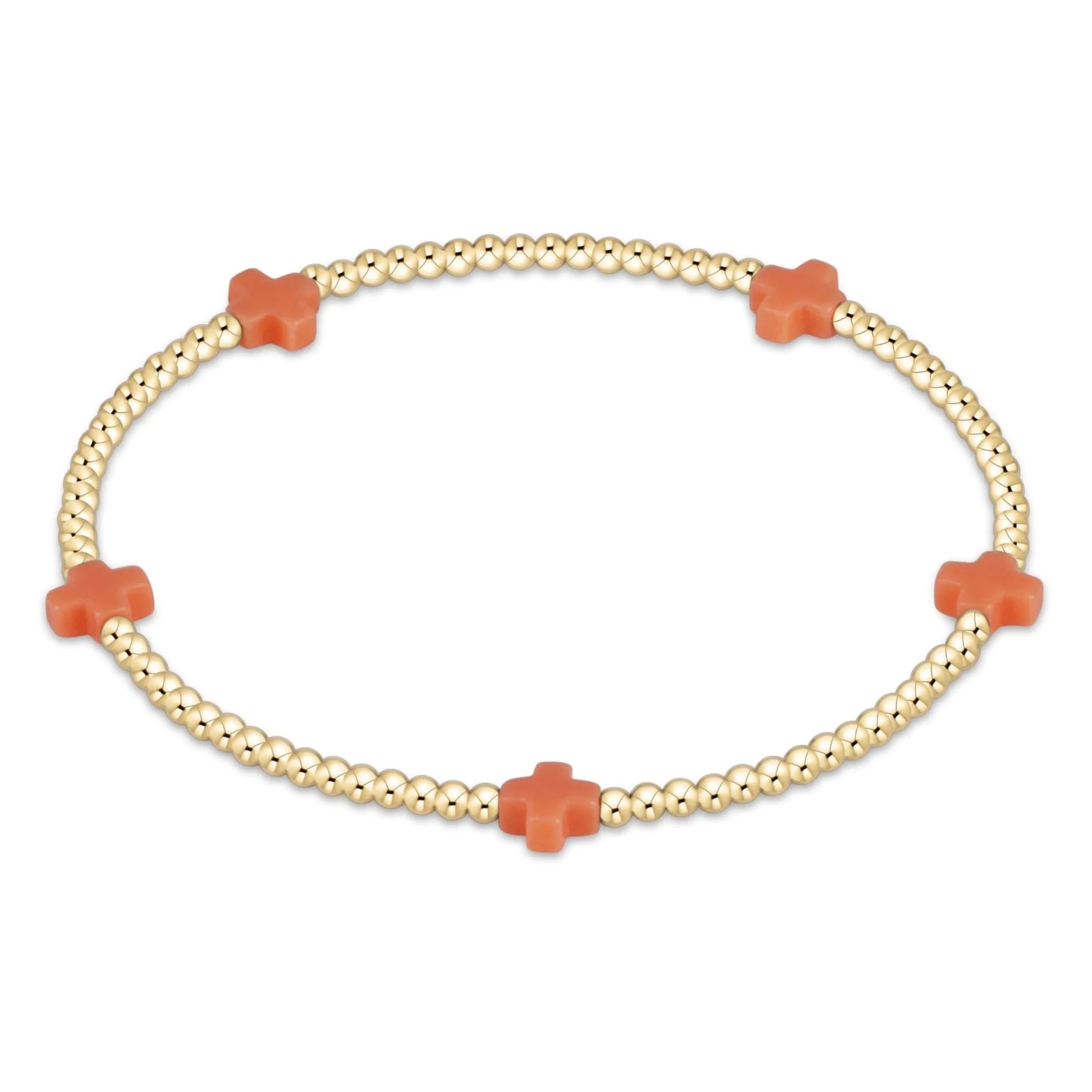 Signature Cross Small Gold Bracelet 2mm - Coral - Enewton - Gaines Jewelers