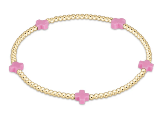 Signature Cross Small Gold Pattern 2mm Bright Pink - enewton - Gaines Jewelers