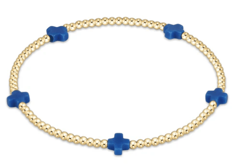 Signature Cross Small Gold Pattern 2mm Cobalt - enewton - Gaines Jewelers
