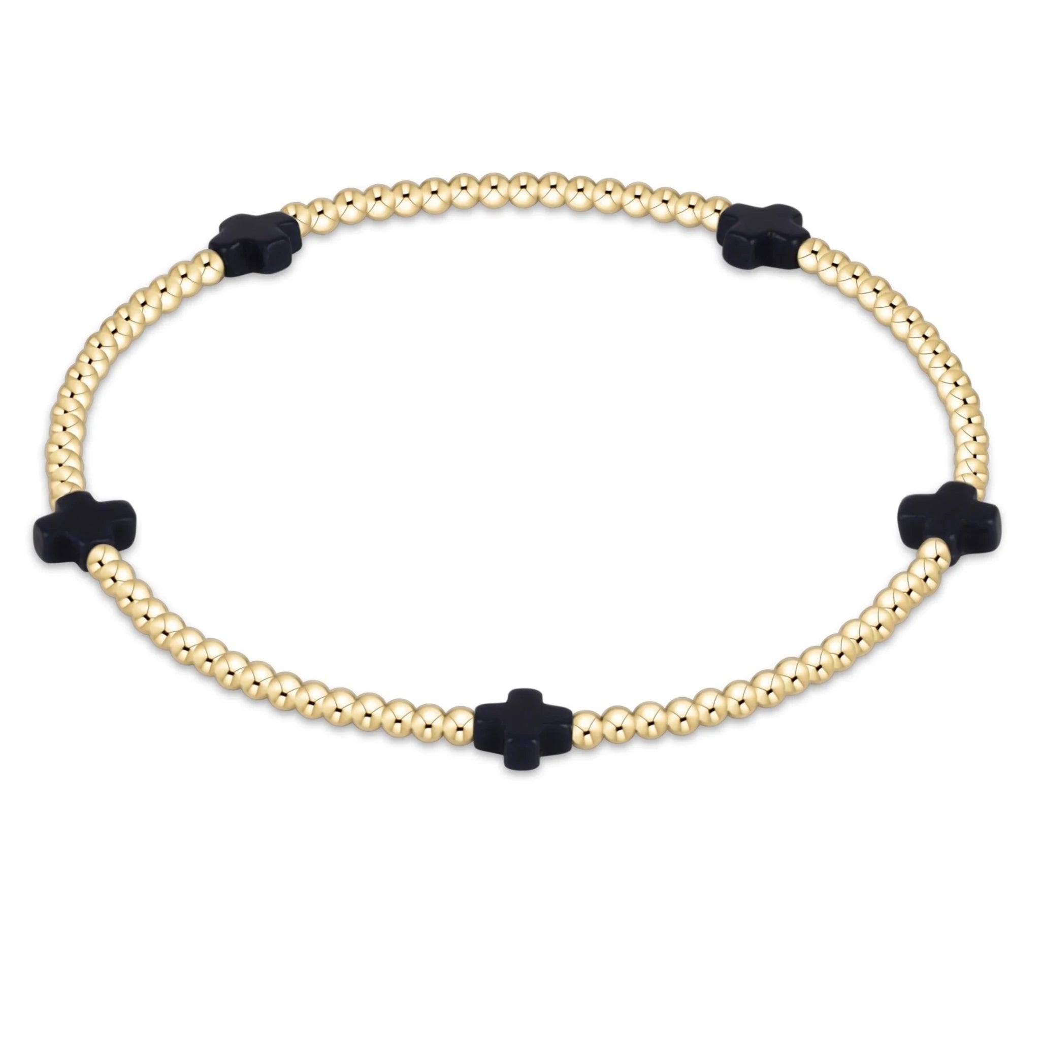 Signature Cross Small Gold Pattern 2mm - Navy - enewton - Gaines Jewelers