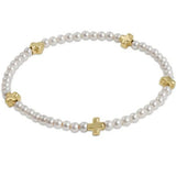 Signature Cross Small Pearl Pattern 3mm Bead Bracelet - Gold - enewton - Gaines Jewelers