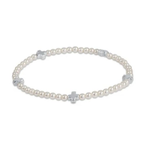 Signature Cross Small Pearl Pattern 3mm Bead Bracelet - Sterling - enewton - Gaines Jewelers