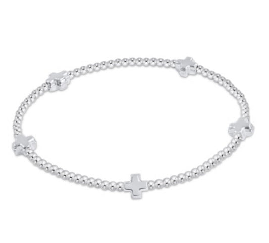 Signature Cross Sterling Pattern 2mm Bead Bracelet - Sterling - enewton - Gaines Jewelers