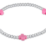 Signature Cross Sterling Pattern 3mm Bead Bracelet Bright Pink - enewton - Gaines Jewelers