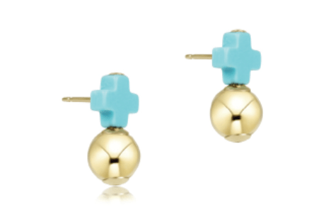 Signature Cross Turquoise Stud - Gold - Enewton - Gaines Jewelers