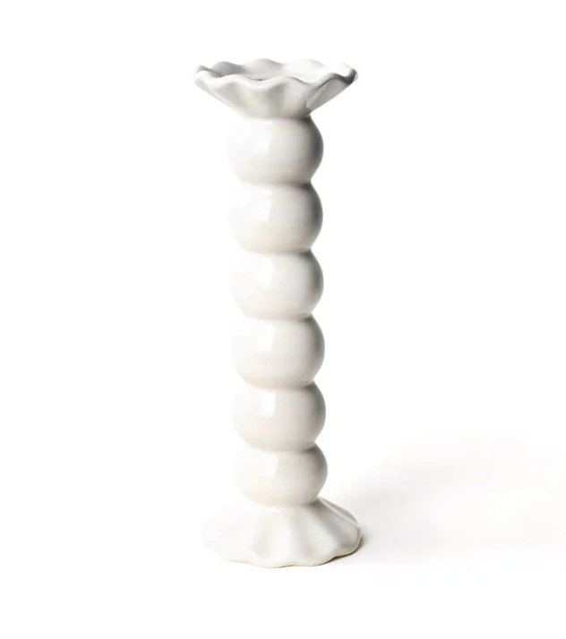 Signature White Large Ruffle Knobbed Candle Holder - Gaines Jewelers