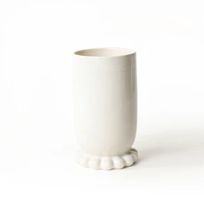 Signature White Medium Cylinder Vase with Knobbed Foot - Coton Colors - Gaines Jewelers