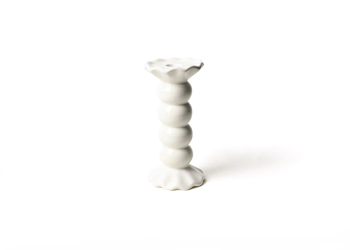 Signature White Medium Ruffle Knobbed Candle Holder - Gaines Jewelers