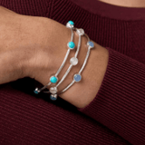 Silver Milano Luxe Bangle - Chalcedony Blue - M - Julie Vos - Gaines Jewelers