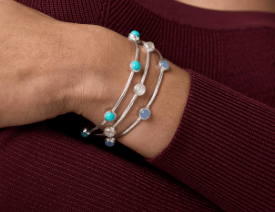 Silver Milano Luxe Bangle - Chalcedony Blue - M - Julie Vos - Gaines Jewelers