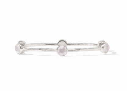 Silver Milano Luxe Bangle - Iridescent Clear Crystal - M - Julie Vos - Gaines Jewelers