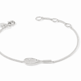 Silver Tennis Racquet Delicate Bracelet - Cubic Zirconia - OS - Julie Vos - Gaines Jewelers