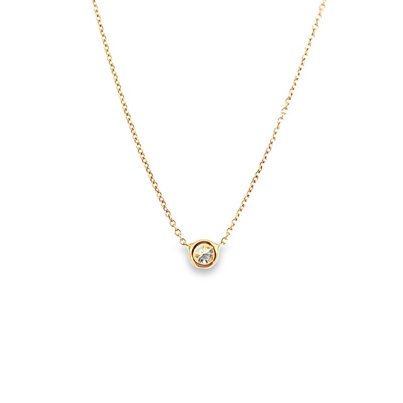 Single Diamond Bezel Necklace 14k Rose Gold - Gaines Jewelers