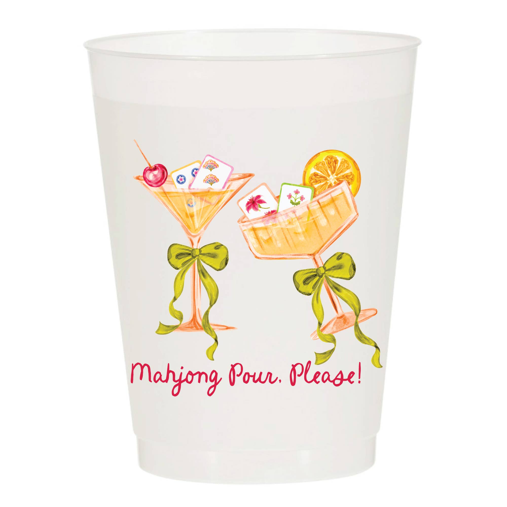 Sip Hip Hooray - Mahjong Pour, Please! Full Color Frosted Cups - Mahjong : Pack of 6 - Gaines Jewelers