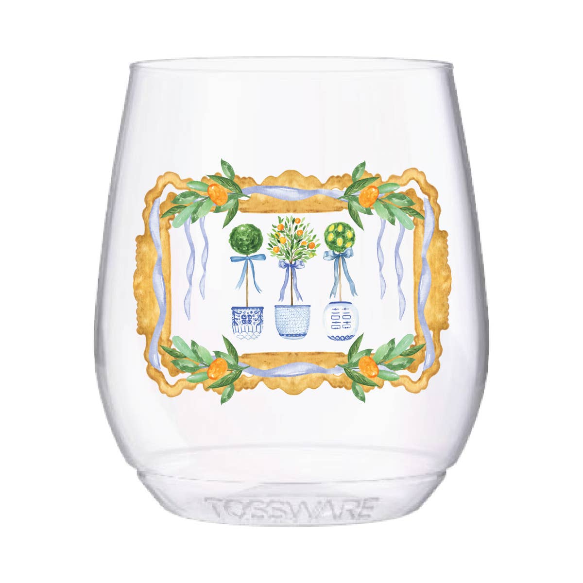Sip Hip Hooray - Oranges Topiary Jar 14oz Stemless Tossware - Gaines Jewelers