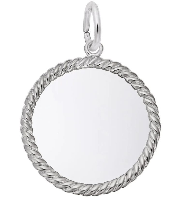 Small Blank Rope Charm - Sterling Silver - Rembrandt Charms - Gaines Jewelers