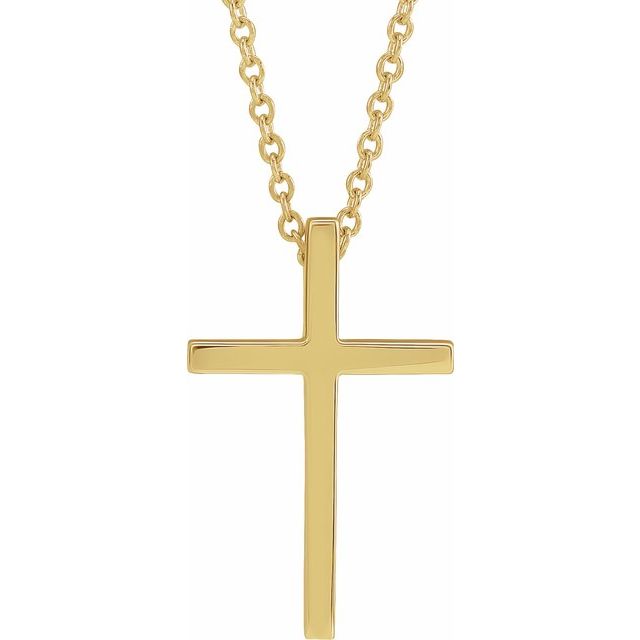 Small Cross Necklace 18" 14k Yellow Gold - Stuller - Gaines Jewelers