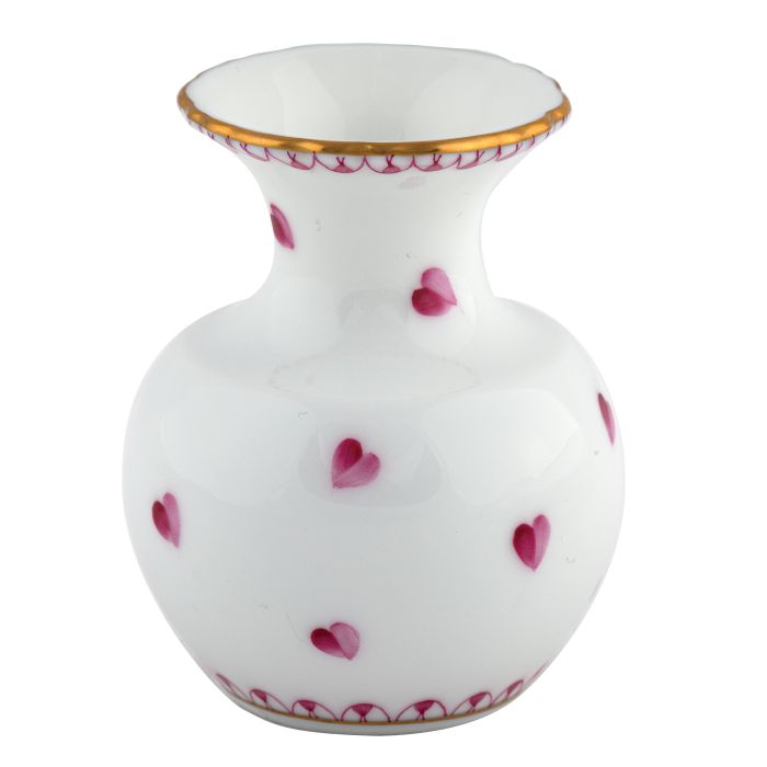 **Small Heart Vase - White - Herend - Gaines Jewelers