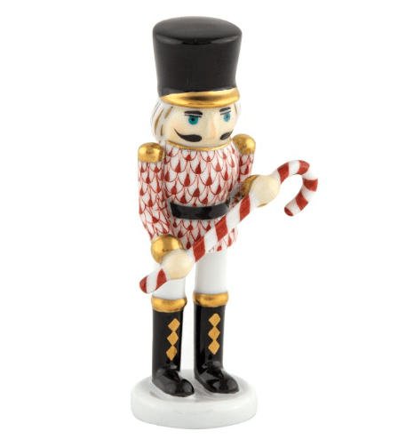 Small Nutcracker with Candy Cane with Rust - Herend - Gaines Jewelers