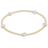 Small Signature Cross Gold 2MM Off White - Gaines Jewelers