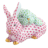 **Snuggle Bunnies - Raspberry & Key Lime - Herend - Gaines Jewelers