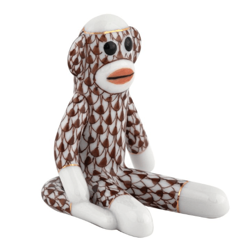 Sock Monkey in Chocolate - Herend - Gaines Jewelers