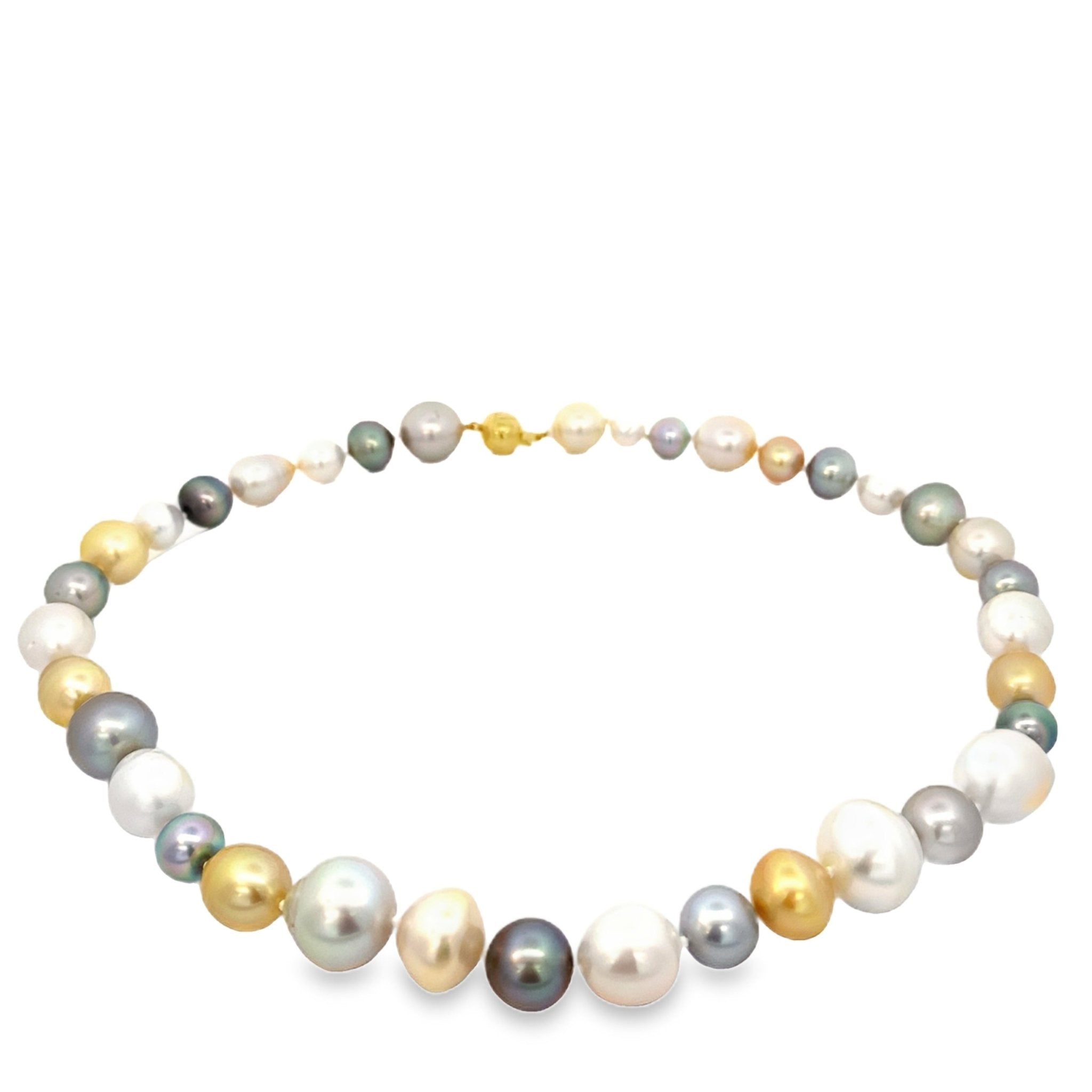 South Sea pearl necklace with multi colors 18" 18kt yellow gold by Mastoloni - Gaines Jewelers