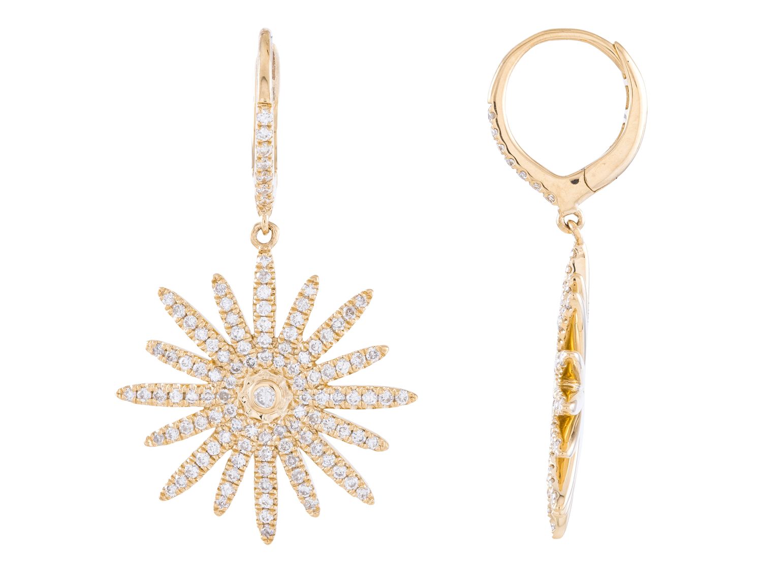 Starburst Drop Diamond Earrings in 14kt Yellow Gold - Sophia - Gaines Jewelers