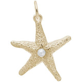 Starfish With Pearl Charm Gold Plate - Rembrandt - Gaines Jewelers