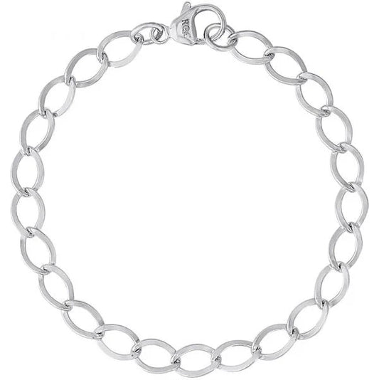 Sterling Silver 7" Dapped Curb Link Classic Bracelet - Rembrandt - Gaines Jewelers