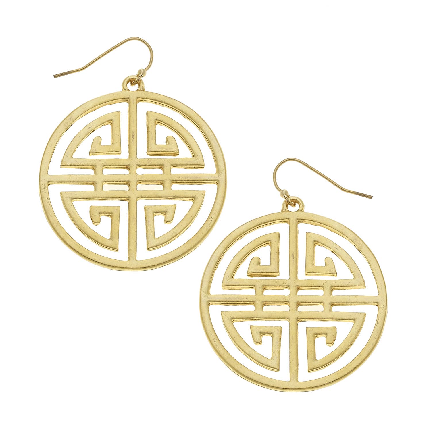 Susan Shaw - Gold Medallion Cut Out Earrings - Gaines Jewelers