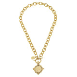 Susan Shaw - Handcast Gold Intaglio Coin Front Toggle Necklace - Gaines Jewelers