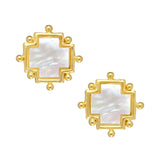 Susan Shaw - Mother of Pearl Cross Studs - Gaines Jewelers