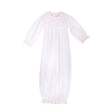 Sweetly Smocked Greeting Gown - Worth Avenue White/Palm Beach Pink - The Beaufort Bonnet Company - Gaines Jewelers