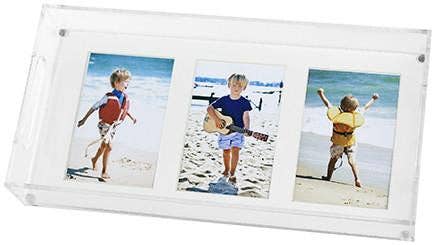 Tara Wilson Designs - PHOTO TRAY - 16" X 8" - WHITE MAT FOR THREE 5" X 7" PHOTOS: PHOTO TRAY - 16" X 8" WITH WHITE MAT FOR THREE 5" X 7" PHOTOS - Gaines Jewelers