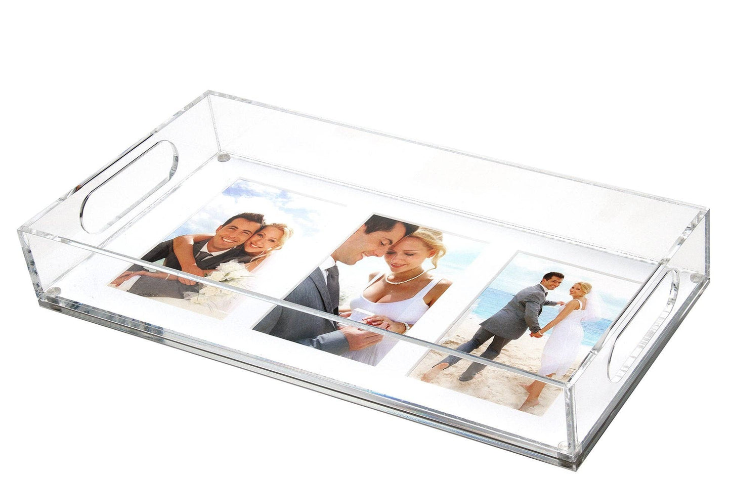 Tara Wilson Designs - PHOTO TRAY - 16" X 8" - WHITE MAT FOR THREE 5" X 7" PHOTOS: PHOTO TRAY - 16" X 8" WITH WHITE MAT FOR THREE 5" X 7" PHOTOS - Gaines Jewelers