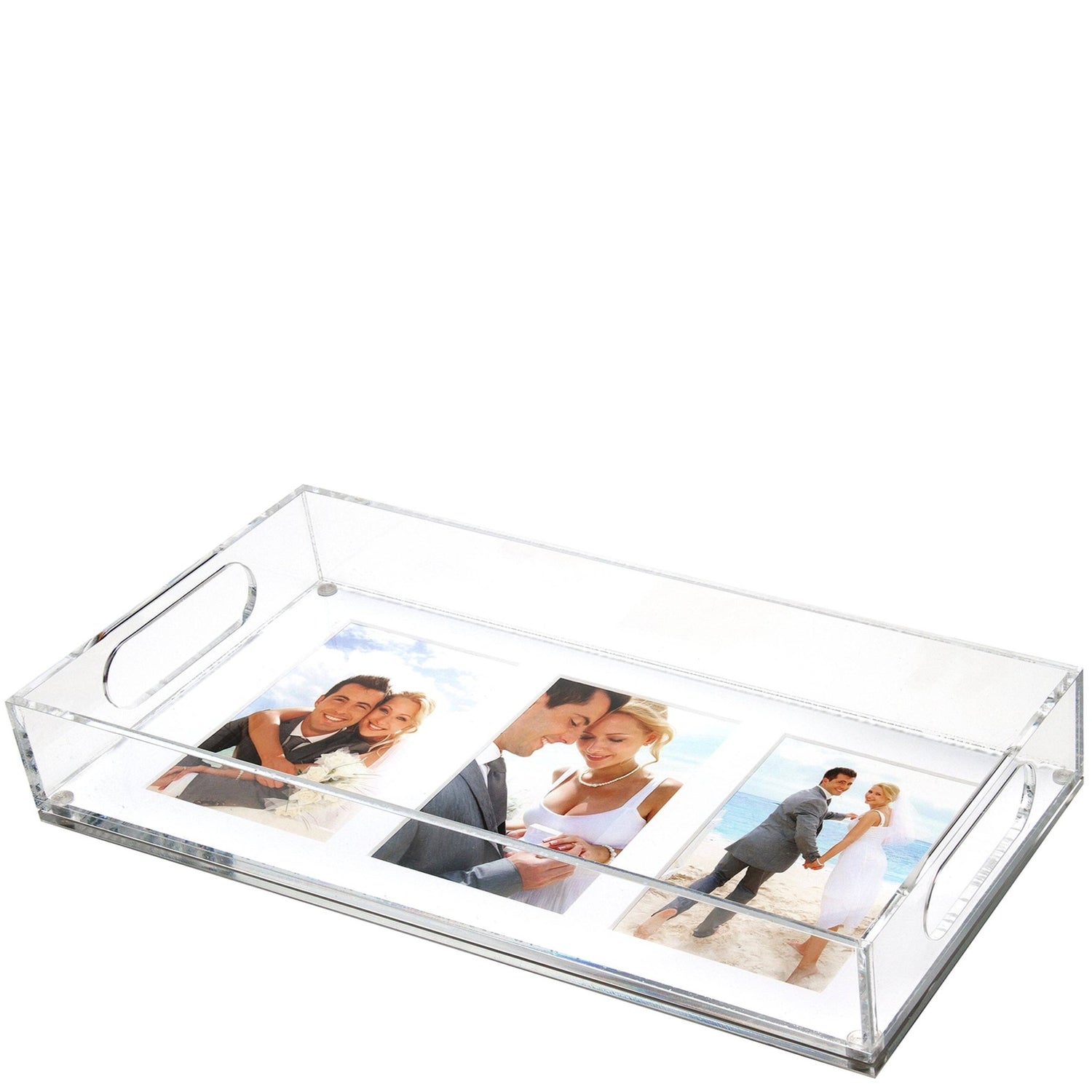 Tara Wilson Designs - PHOTO TRAY - 16" X 8" - WHITE MAT FOR THREE 5" X 7" PHOTOS: PHOTO TRAY - 16" X 8" WITH WHITE MAT FOR THREE 5" X 7" PHOTOS - Gaines Jewelers