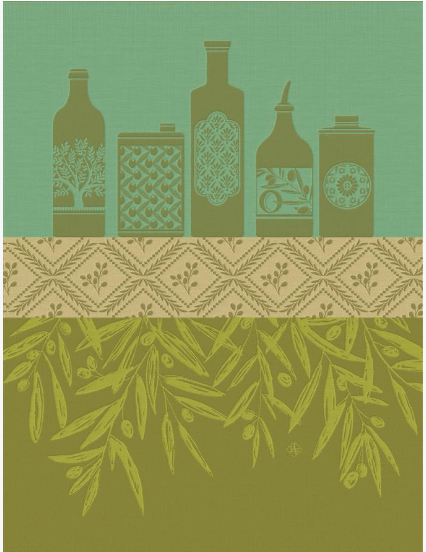 Tea Towel Huiles Provencales Green - Le Jaqard Francis - Gaines Jewelers