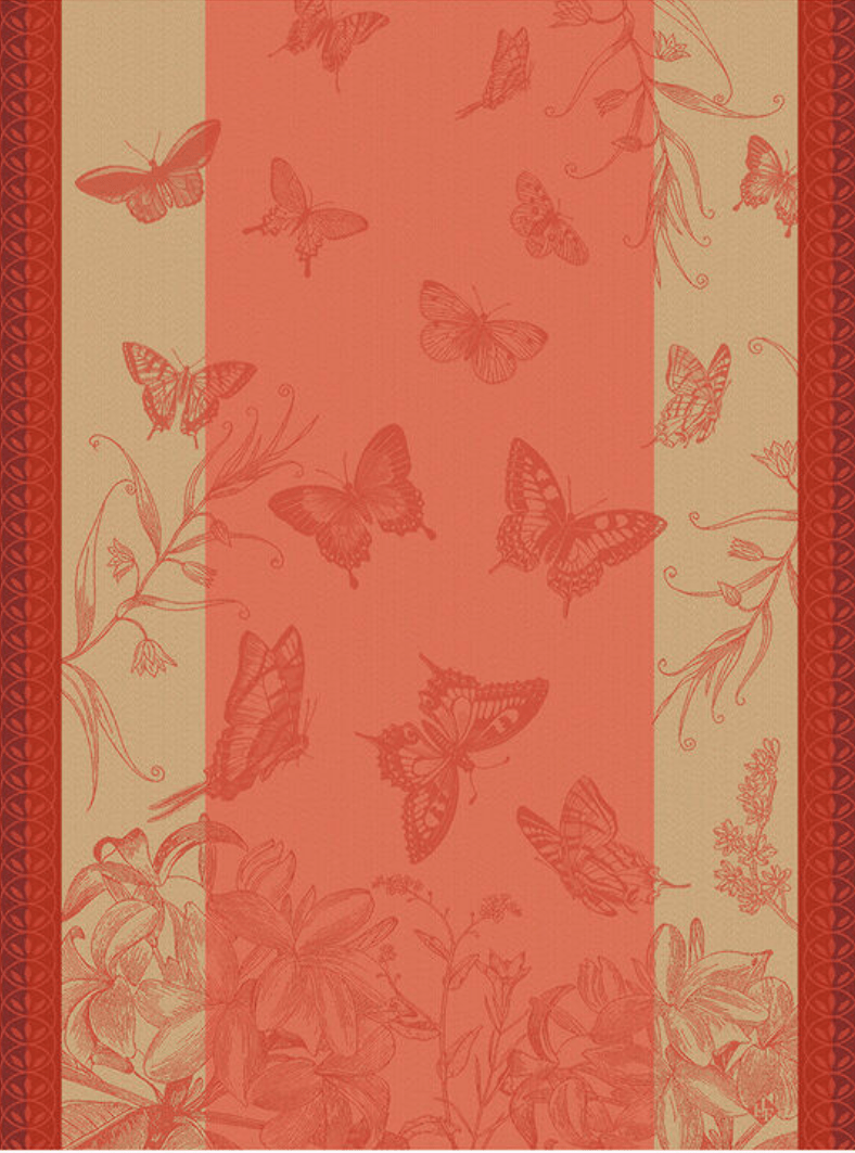 Tea Towel Jardin Des Papillons Pink - Le Jacquard - Gaines Jewelers